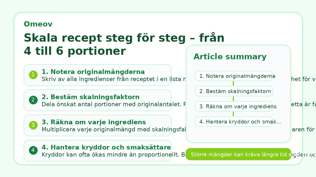 Skala recept steg för steg – från 4 till 6 portioner
